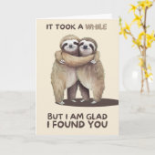 Happy Anniversary Cute Funny Simple Sloth Card カード (黄色い花)