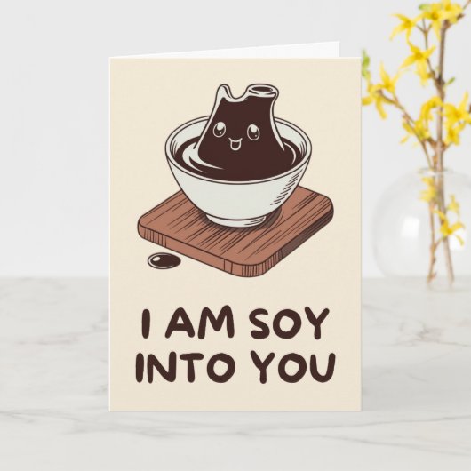 Happy Anniversary Cute Funny Simple Soy Sauce Card カード (黄色い花)