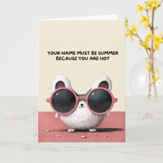 Happy Anniversary Cute Funny Simple Summer Card カード (黄色い花)