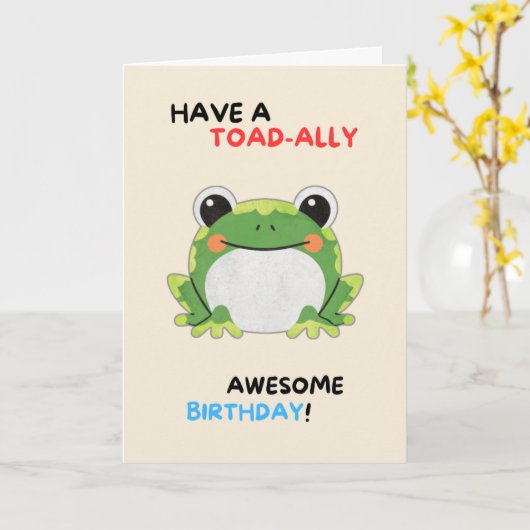 Happy Anniversary Cute Funny Simple Toad Card カード (黄色い花)