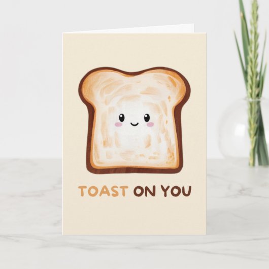 Happy Anniversary Cute Funny Simple Toast Card カード (正面)