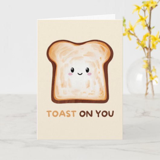 Happy Anniversary Cute Funny Simple Toast Card カード (黄色い花)