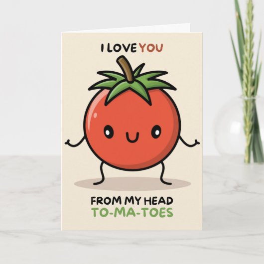 Happy Anniversary Cute Funny Simple Tomato Card カード (正面)
