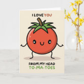 Happy Anniversary Cute Funny Simple Tomato Card カード (黄色い花)