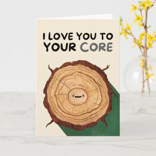 Happy Anniversary Cute Funny Simple Tree Card カード (黄色い花)
