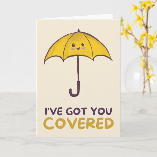 Happy Anniversary Cute Funny Simple Umbrella Card カード (黄色い花)