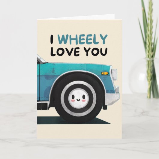 Happy Anniversary Cute Funny Simple Wheel Card カード (正面)