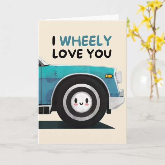 Happy Anniversary Cute Funny Simple Wheel Card カード (黄色い花)