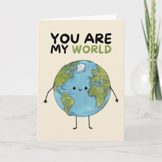 Happy Anniversary Cute Funny Simple World Card カード (正面)