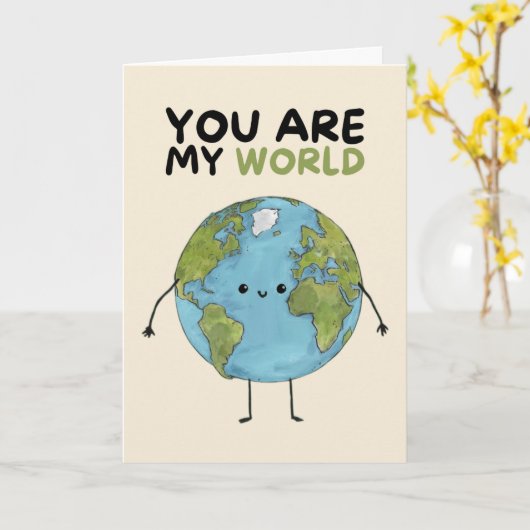Happy Anniversary Cute Funny Simple World Card カード (黄色い花)