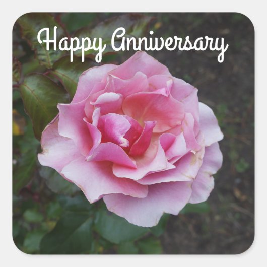 Happy Anniversary Duetバラ#2スタンプ スクエアシール (正面)