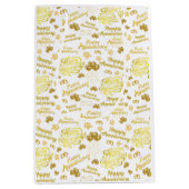 Happy Anniversary  Elegant Gold Text ミディアムペーパーバッグ (正面)