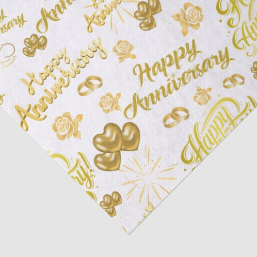 Happy Anniversary  Elegant Gold Text 薄葉紙 (詳細)