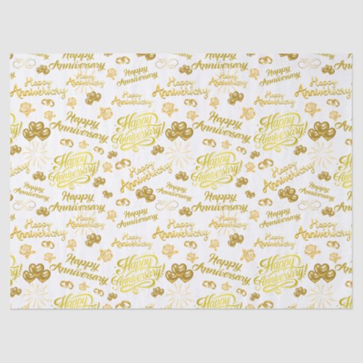 Happy Anniversary  Elegant Gold Text 薄葉紙 (正面)