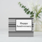 happy anniversary : gray ストライプの ポストカード (スタンド正面)