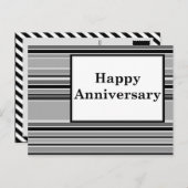 happy anniversary : gray ストライプの ポストカード (正面/裏面)