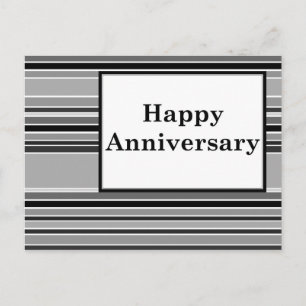 happy anniversary : gray ストライプの ポストカード