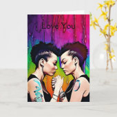 Happy Anniversary Lesbianカップル カード (黄色い花)