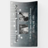 Happy Anniversary Momとパパの新旧写真 横断幕 (縦)