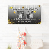 Happy Anniversary Momとパパの新旧写真 横断幕 (インサイチュ)