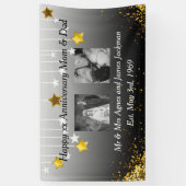 Happy Anniversary Momとパパの新旧写真 横断幕 (縦)