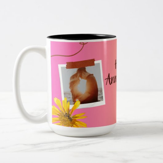“Happy Anniversary Mug | Romantic Gift for Couple  ツートーンマグカップ (左)
