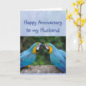 Happy Anniversary Parrot Husband Love Card カード (黄色い花)