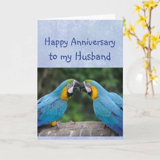 Happy Anniversary Parrot Husband Love Card カード (黄色い花)