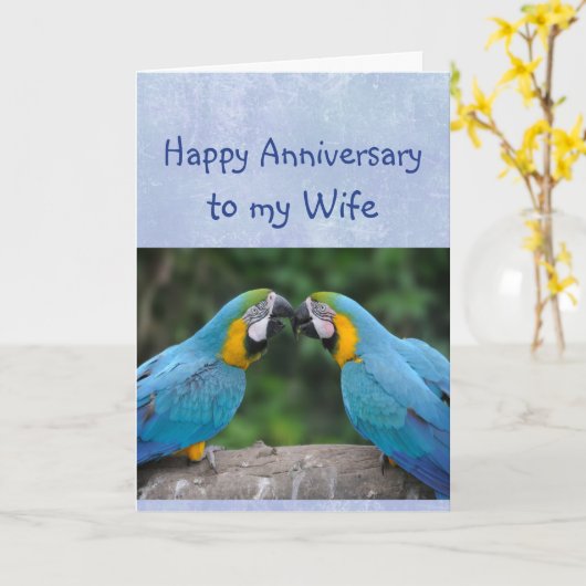 Happy Anniversary Parrot Wife Love Card カード (黄色い花)