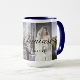 Happy Anniversary Photo Collage Mug Vertical Photo マグカップ