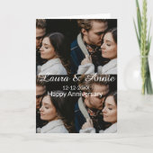 Happy anniversary photo collage name date simple w カード (正面)