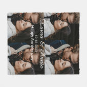 Happy anniversary photo collage name date simple w フリースブランケット (正面(横))