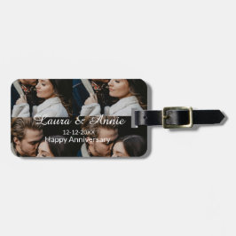 Happy anniversary photo collage name date simple w ラゲッジタグ