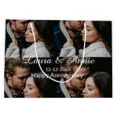 Happy anniversary photo collage name date simple w ラージペーパーバッグ (裏面)