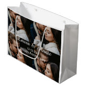 Happy anniversary photo collage name date simple w ラージペーパーバッグ (正面アングル)