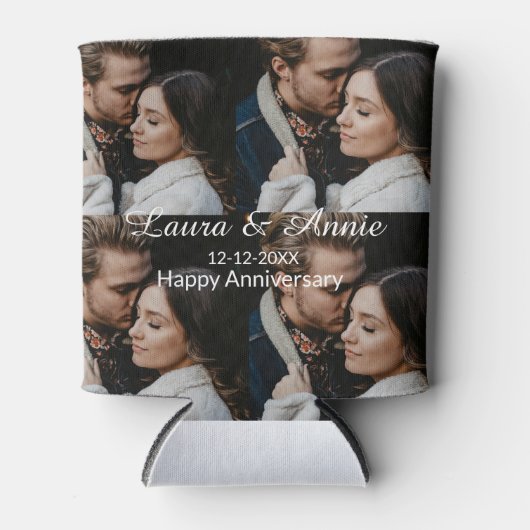Happy anniversary photo collage name date simple w 缶クーラー (正面)