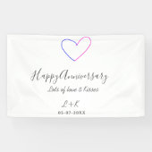 Happy anniversary pink blue heart name date simple 横断幕 (横)