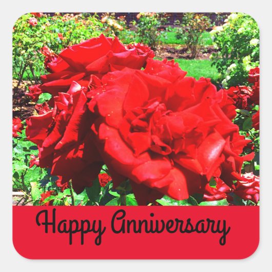Happy Anniversary Red Rose #1スタンプ スクエアシール (正面)