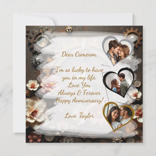 Happy Anniversary Steampunkテーマ カード (裏面)