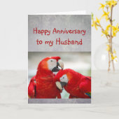 Happy Anniversary Sweetheart Parrot Husband Love カード (黄色い花)