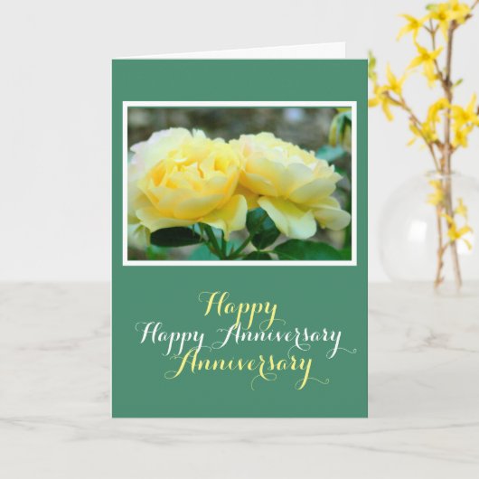 HAPPY ANNIVERSARY/TWO YELLOW ROSES カード (黄色い花)