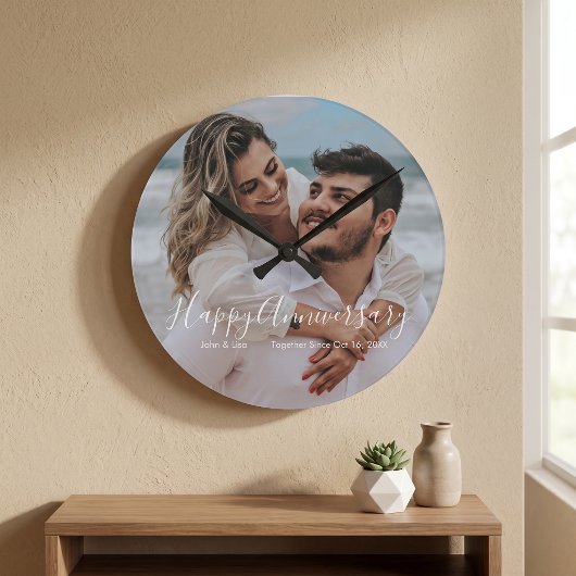 Happy Anniversary Wedding Acrylic Wall Clock ラウンド壁時計