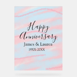 Happy anniversary wedding name date year pastel  アクリルサイン