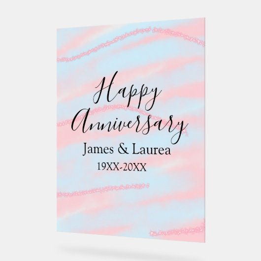 Happy anniversary wedding name date year pastel  アクリルサイン (傾斜)