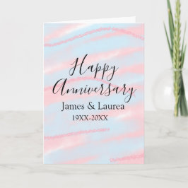 Happy anniversary wedding name date year pastel  カード