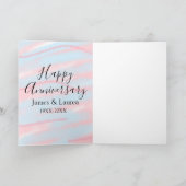 Happy anniversary wedding name date year pastel  カード (内部)
