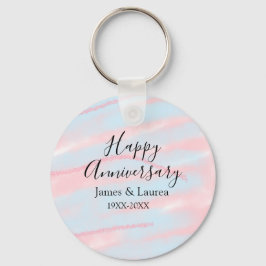 Happy anniversary wedding name date year pastel  キーホルダー