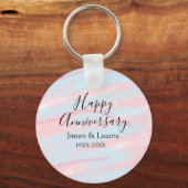 Happy anniversary wedding name date year pastel  キーホルダー (正面)
