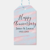 Happy anniversary wedding name date year pastel  ギフトタグ (正面)
