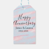 Happy anniversary wedding name date year pastel  ギフトタグ (裏面)